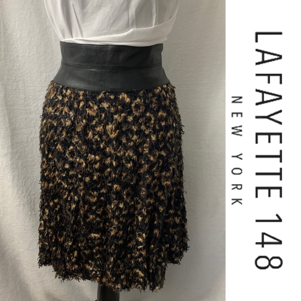 Lafayette 148 Silk & Leather Skirt